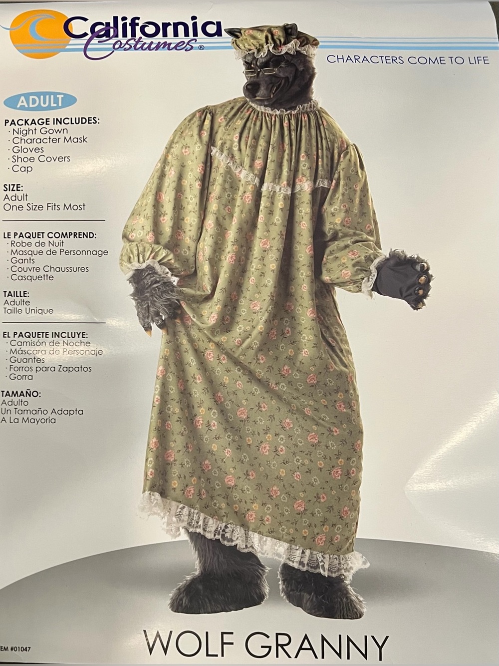 Big Bad Grandma Wolf Granny Red Riding  Werewolf Adult Costume OSFM EUC